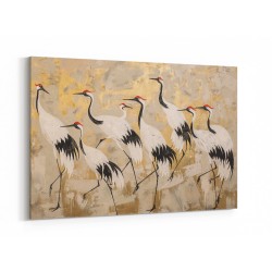 Flock of Cranes in a Japandi Style 2 Wall Art