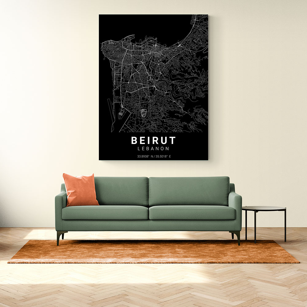 Beirut City Map Black