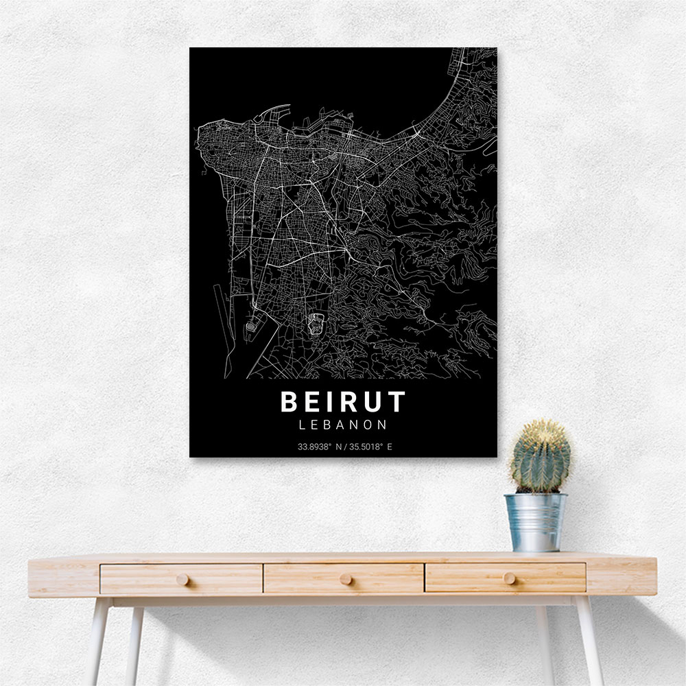 Beirut City Map Black