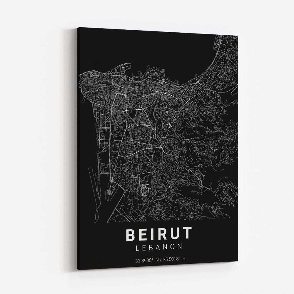 Beirut City Map Black