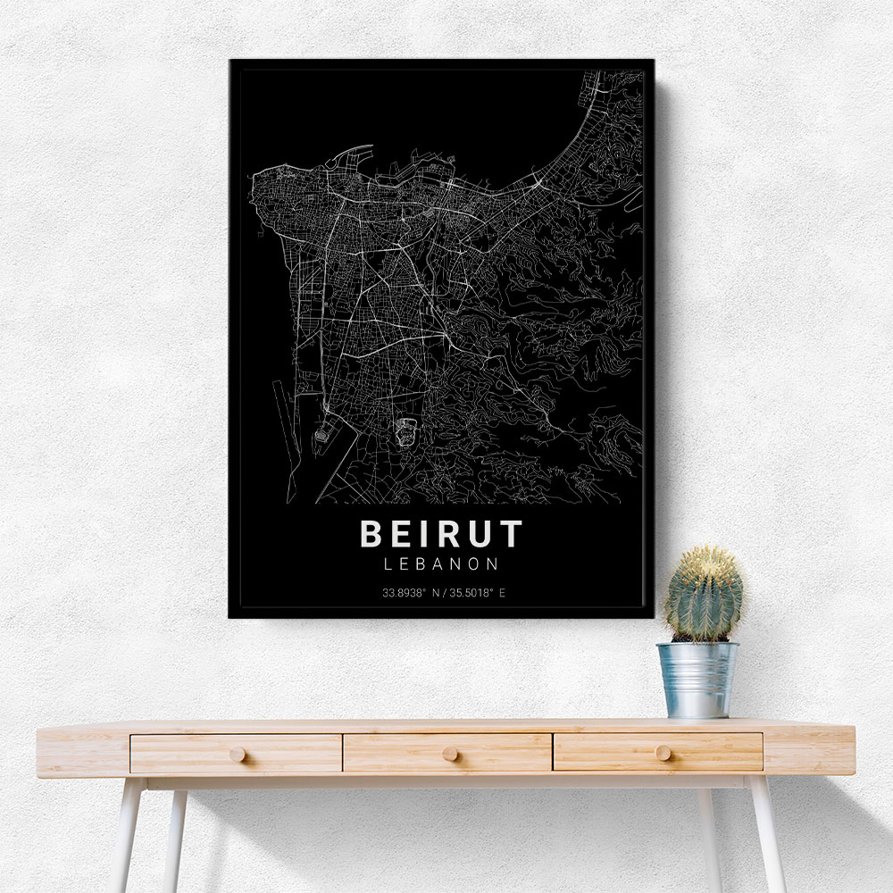 Beirut City Map Black