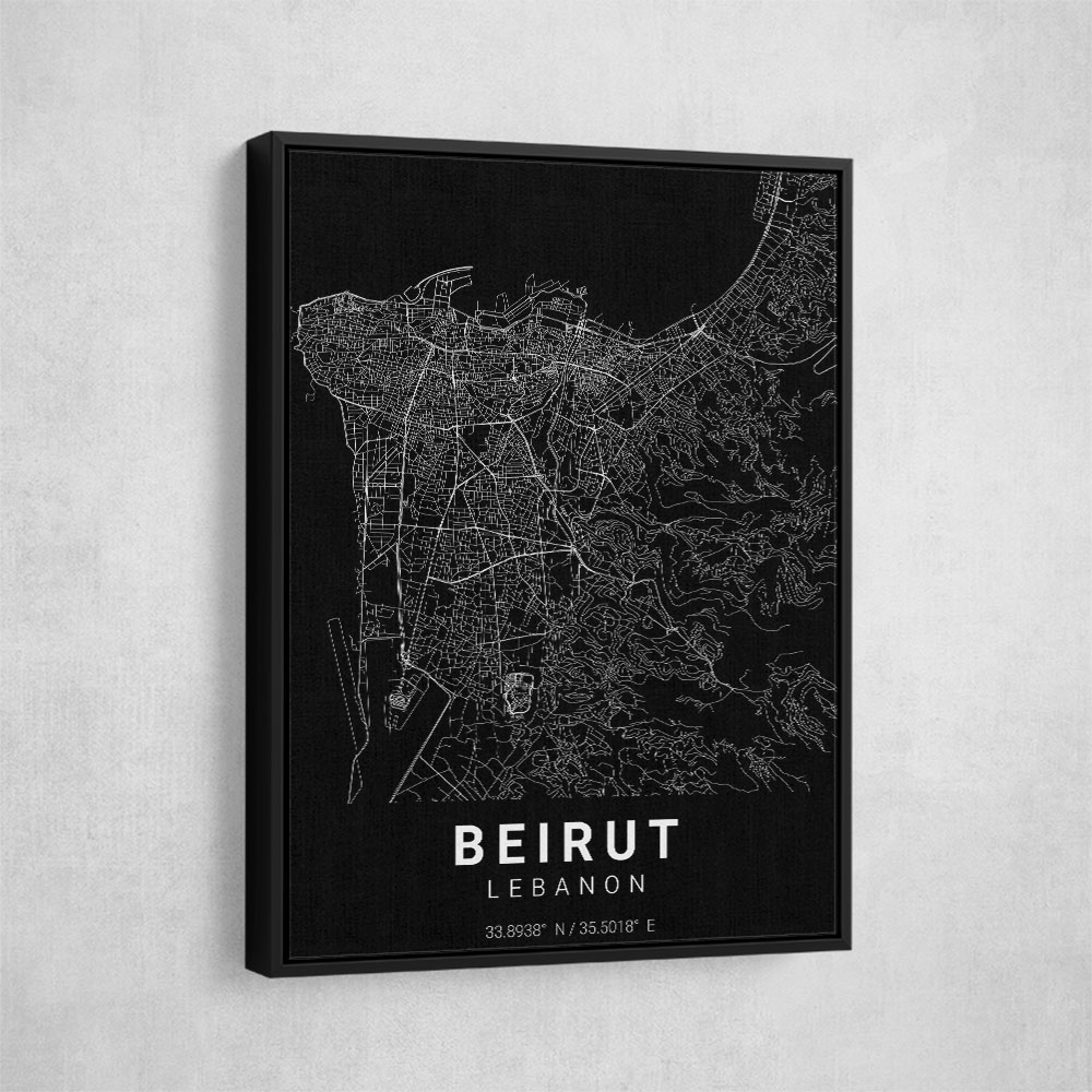 Beirut City Map Black