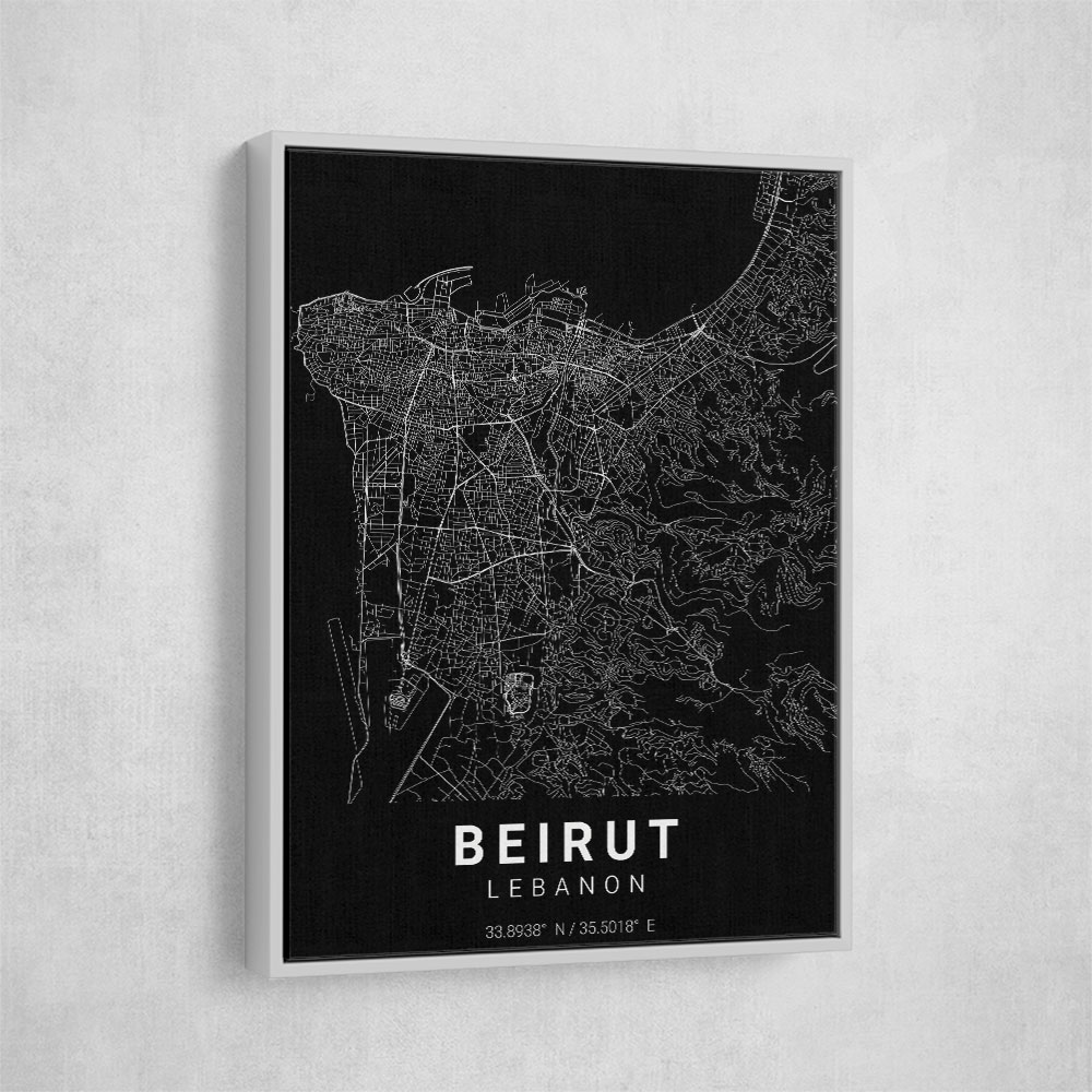 Beirut City Map Black