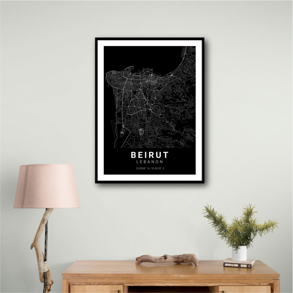 Beirut City Map Black