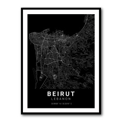 Beirut City Map Black