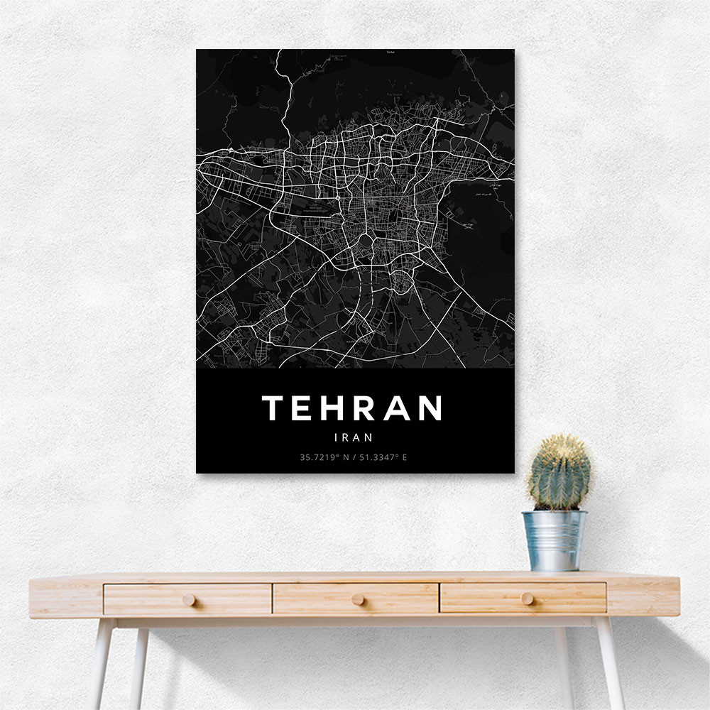 Tehran City Map Black