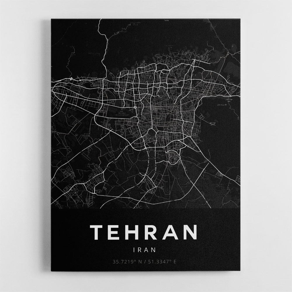 Tehran City Map Black