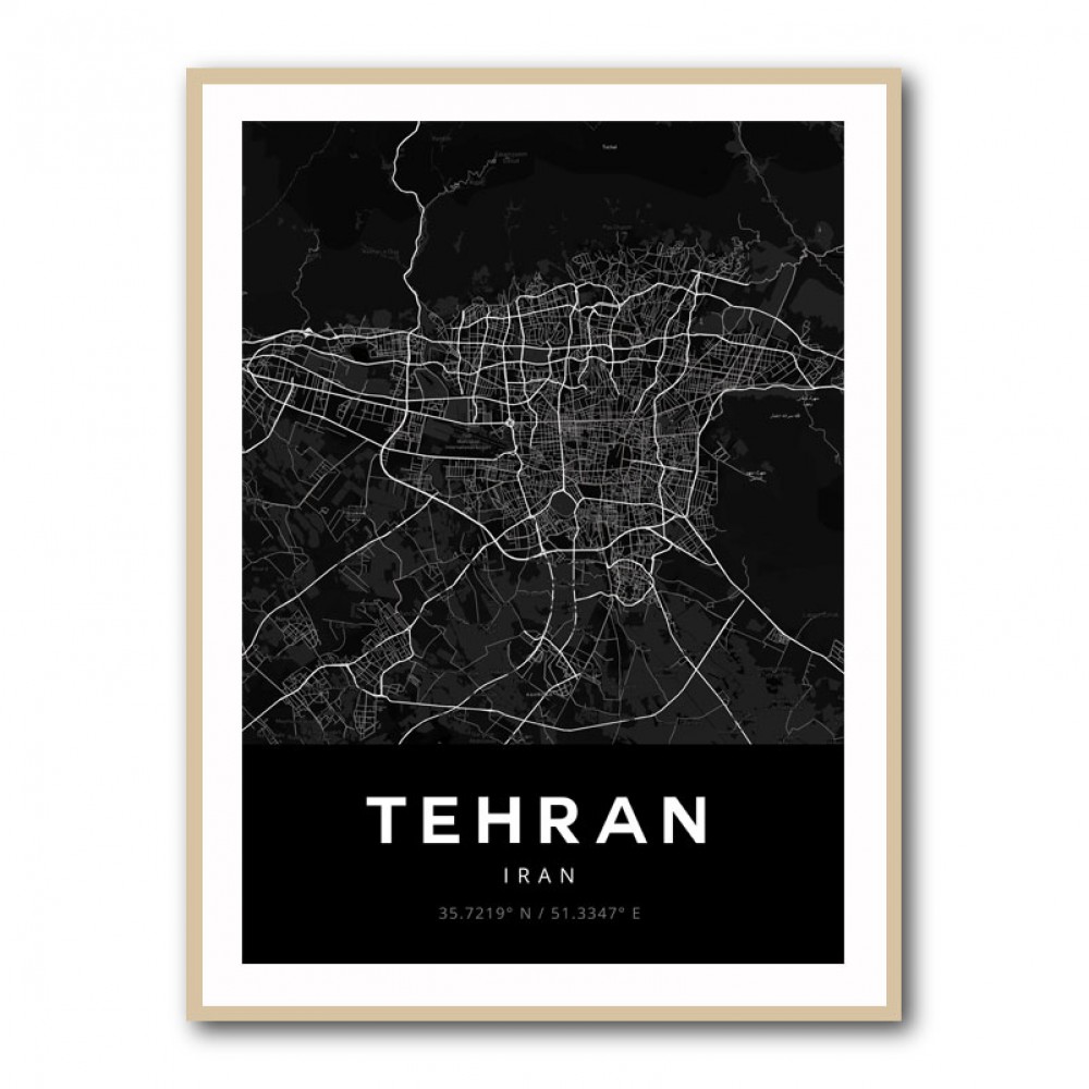 Tehran City Map Black