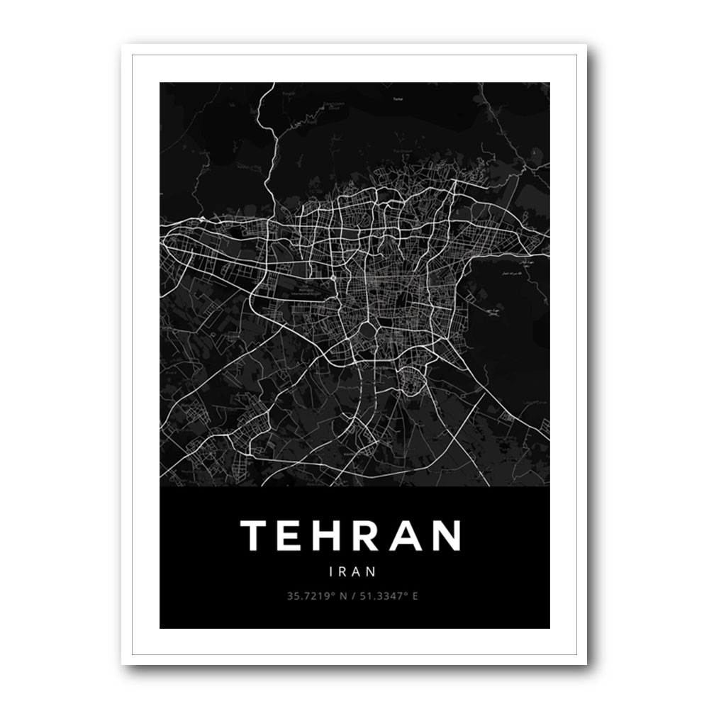 Tehran City Map Black