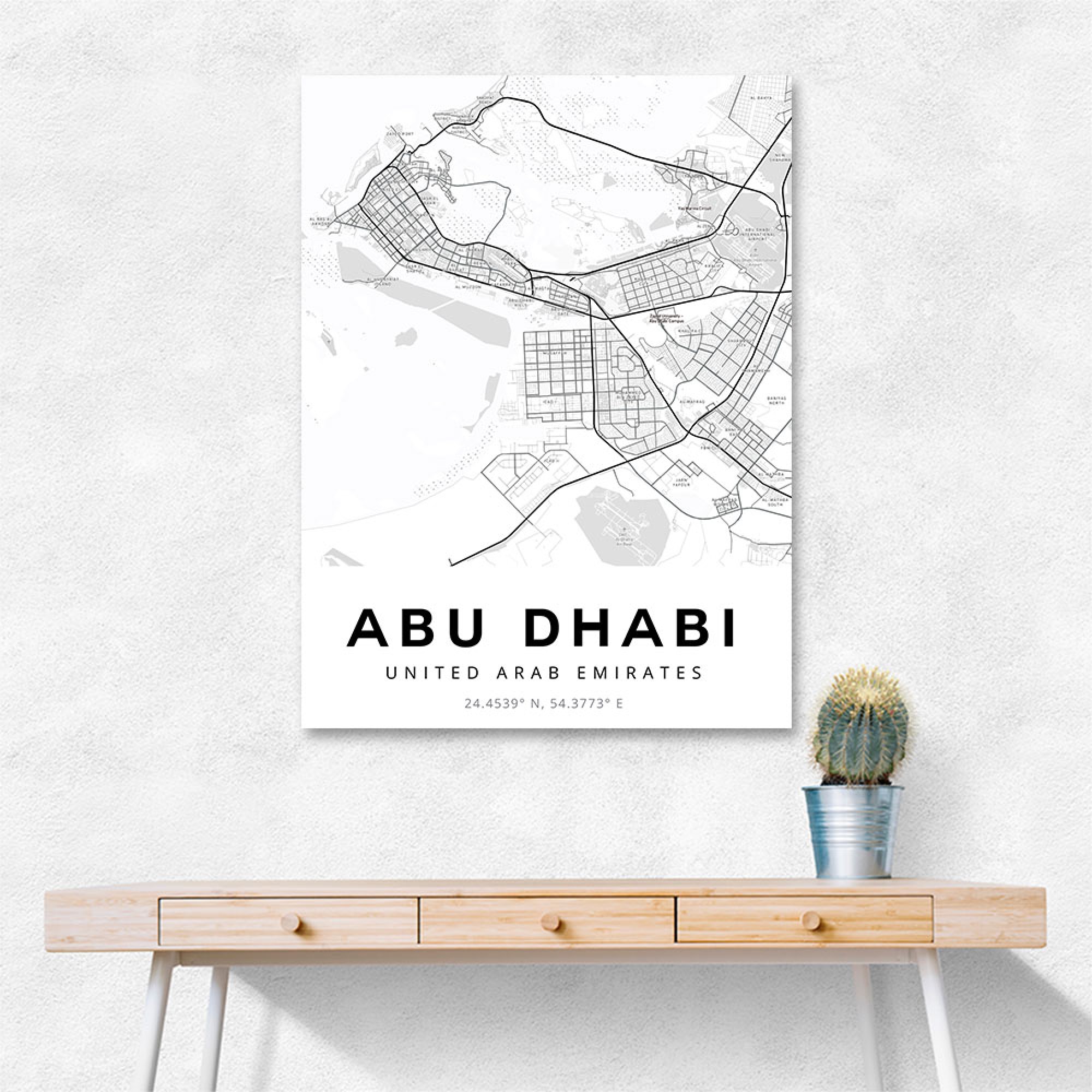 Abu Dhabi City Map Wall Art
