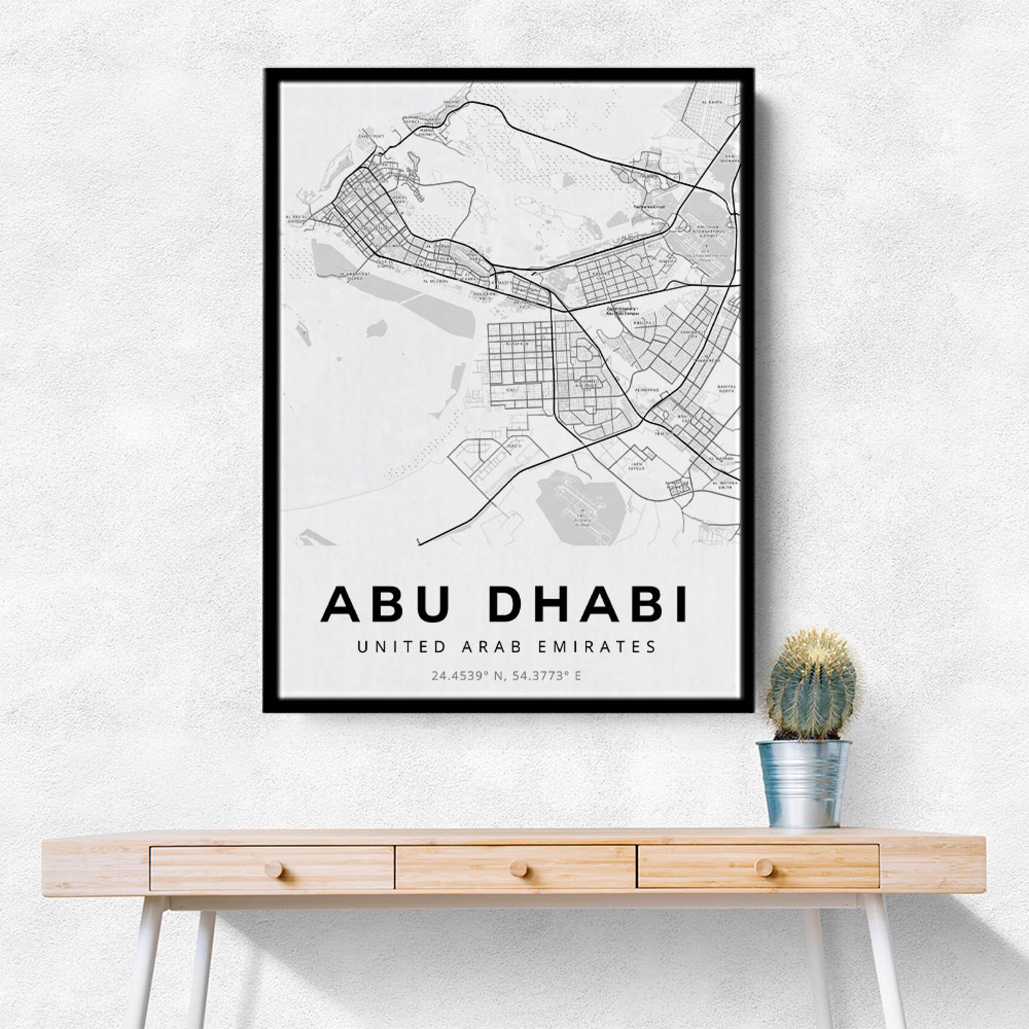 Abu Dhabi City Map Wall Art