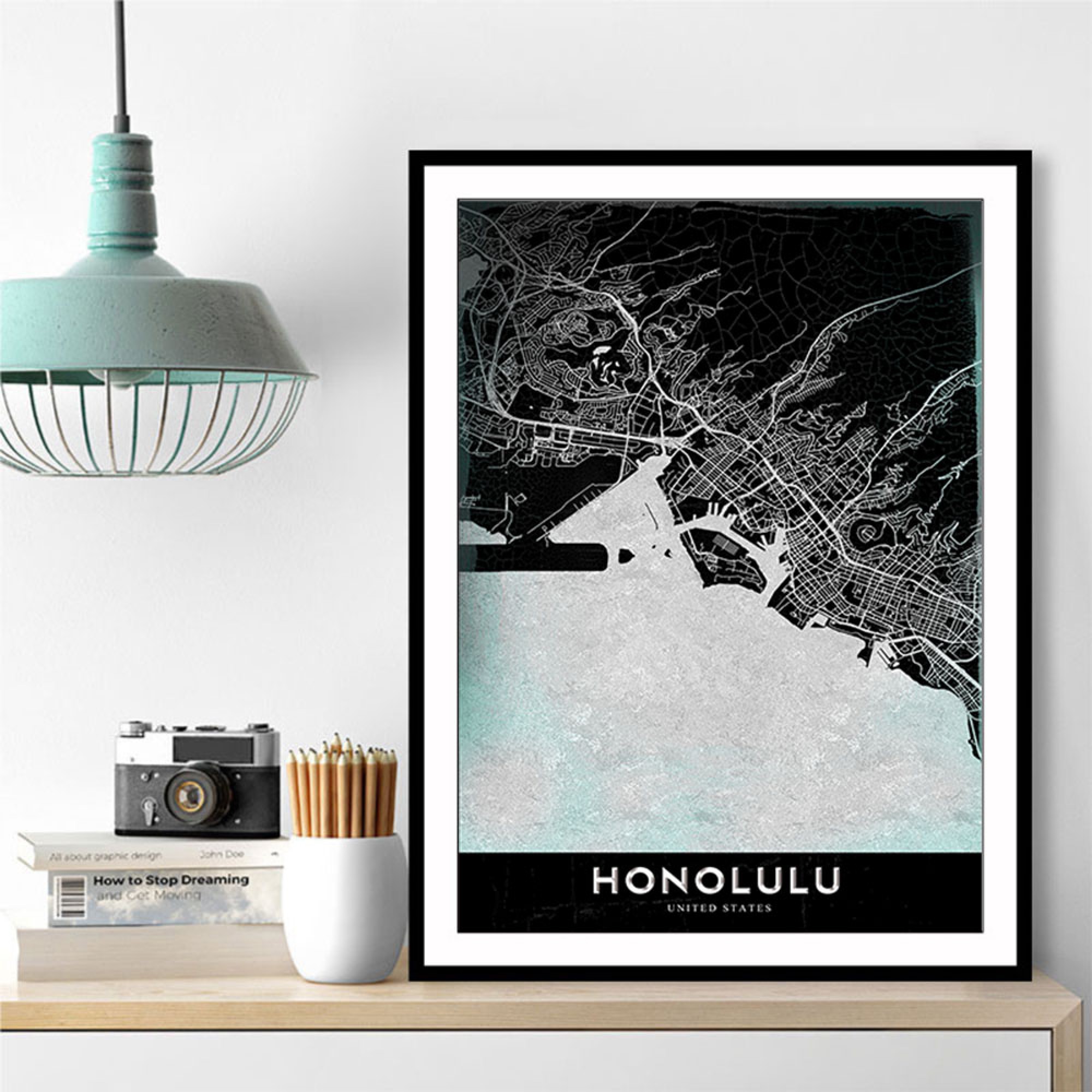 Honolulu Map Wall Art