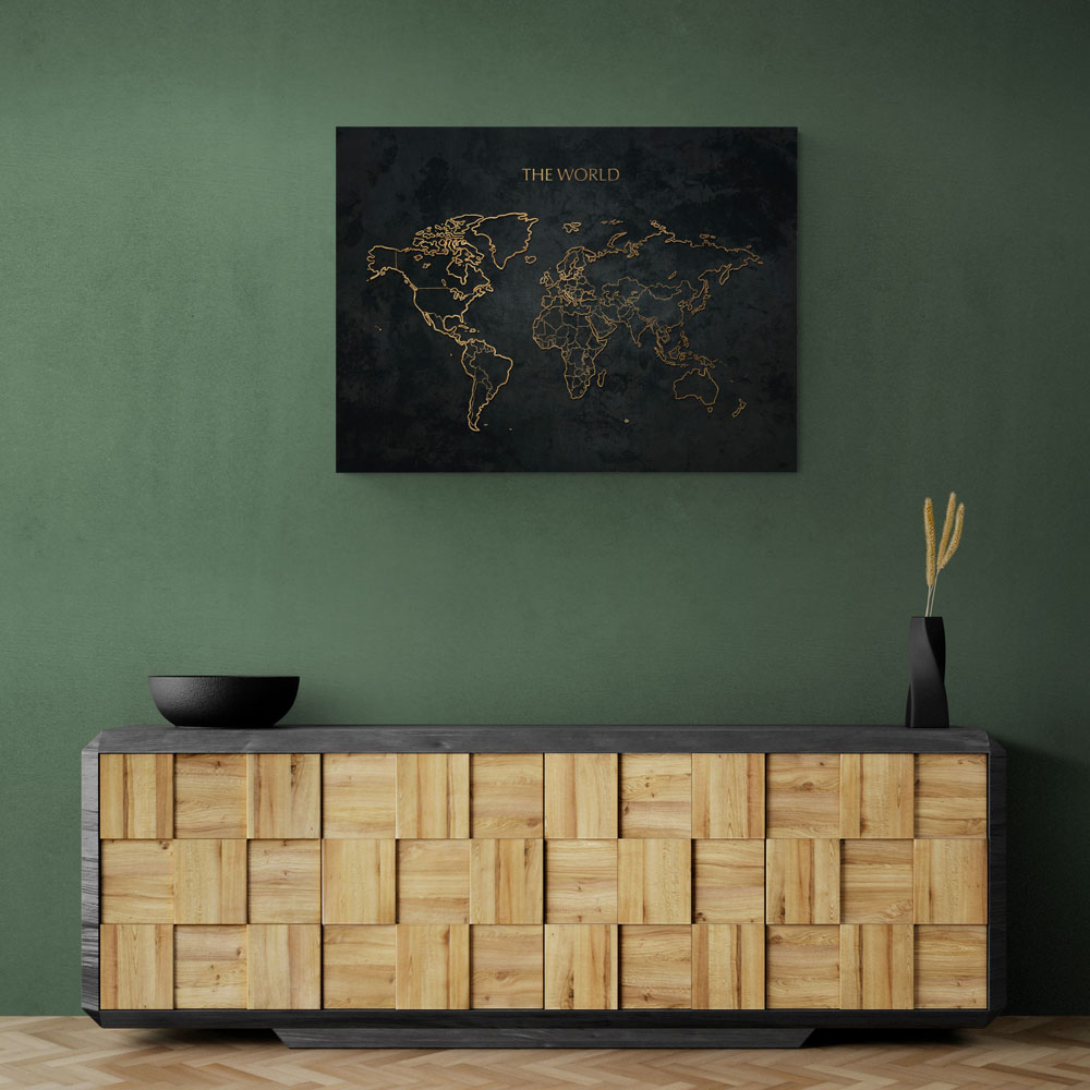 The World Gold & Black Map