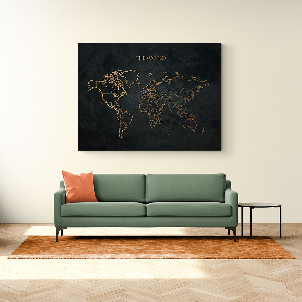 The World Gold & Black Map