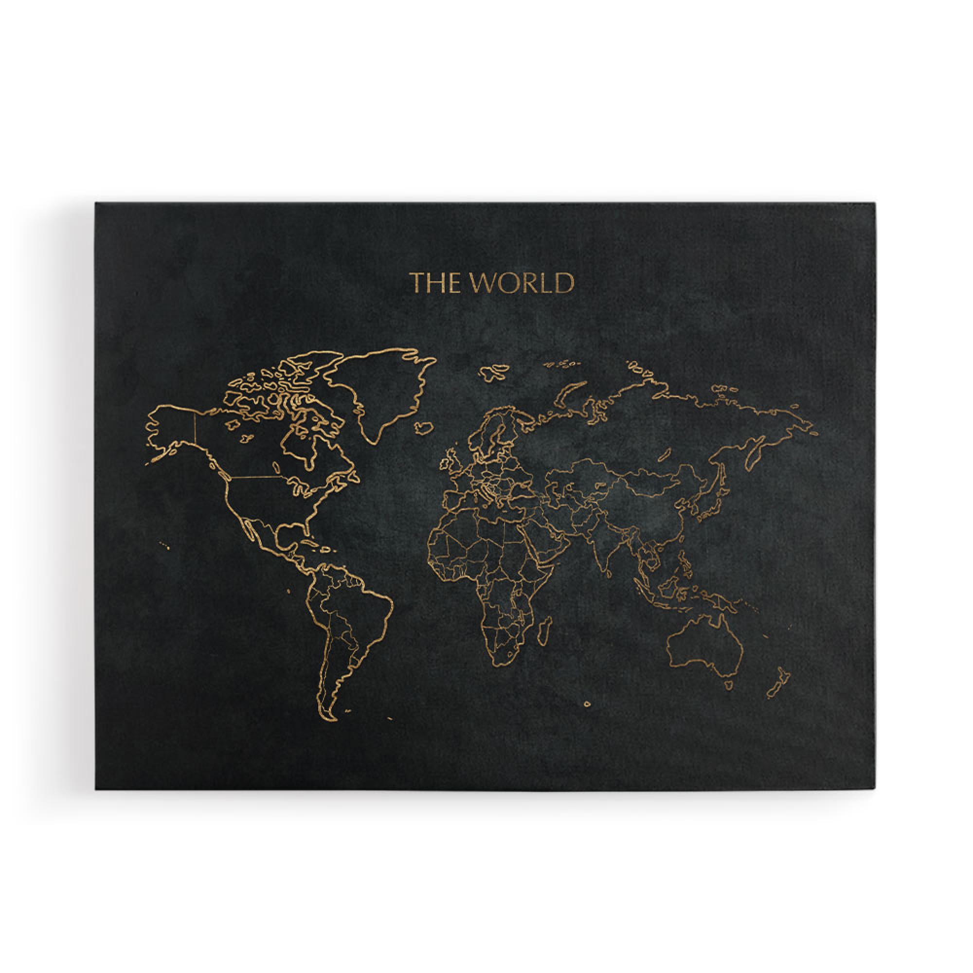 The World Gold & Black Map Wall Art
