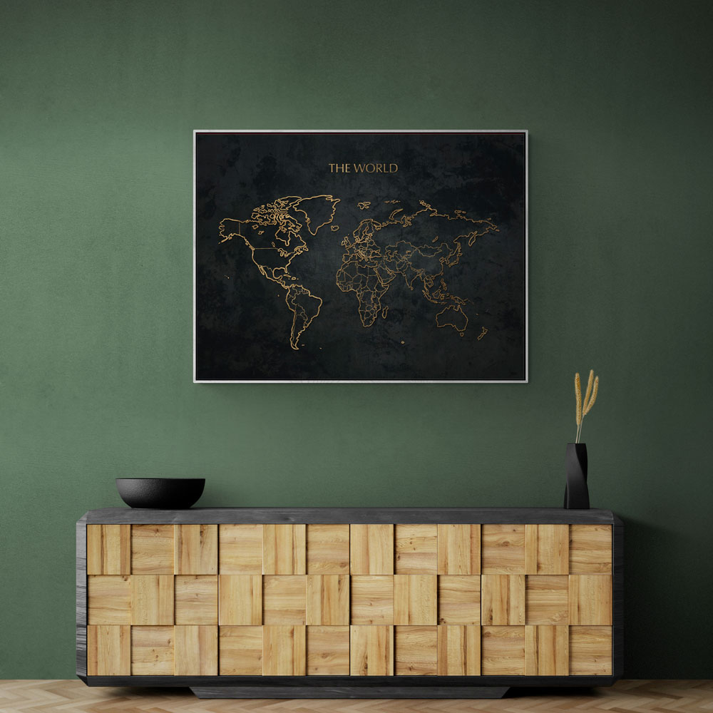 The World Gold & Black Map
