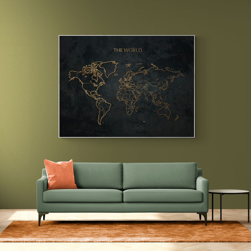 The World Gold & Black Map