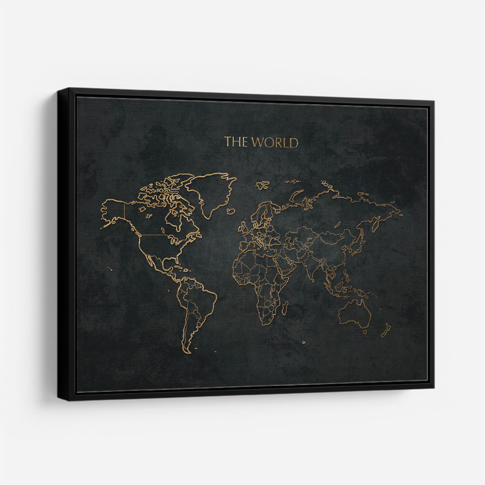 The World Gold & Black Map