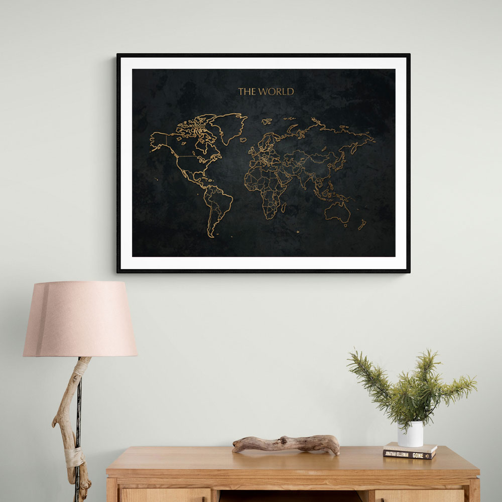 The World Gold & Black Map