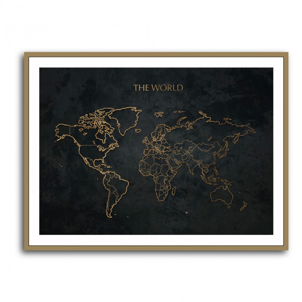 The World Gold & Black Map