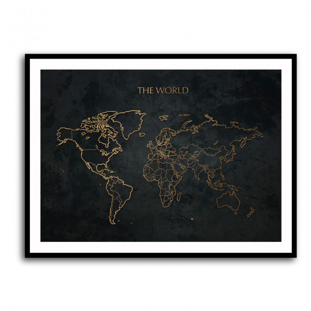 The World Gold & Black Map