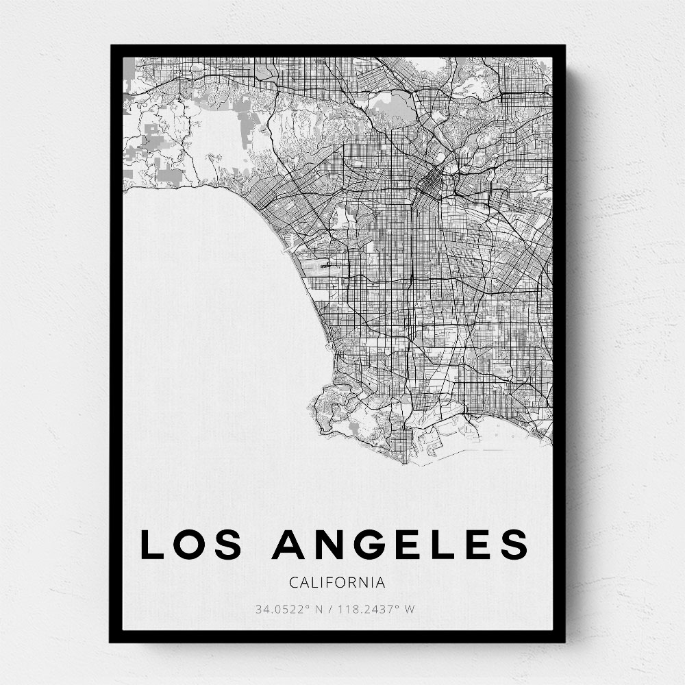 Los Angeles City Map Wall Art