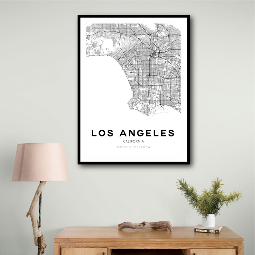 Los Angeles City Map Wall Art