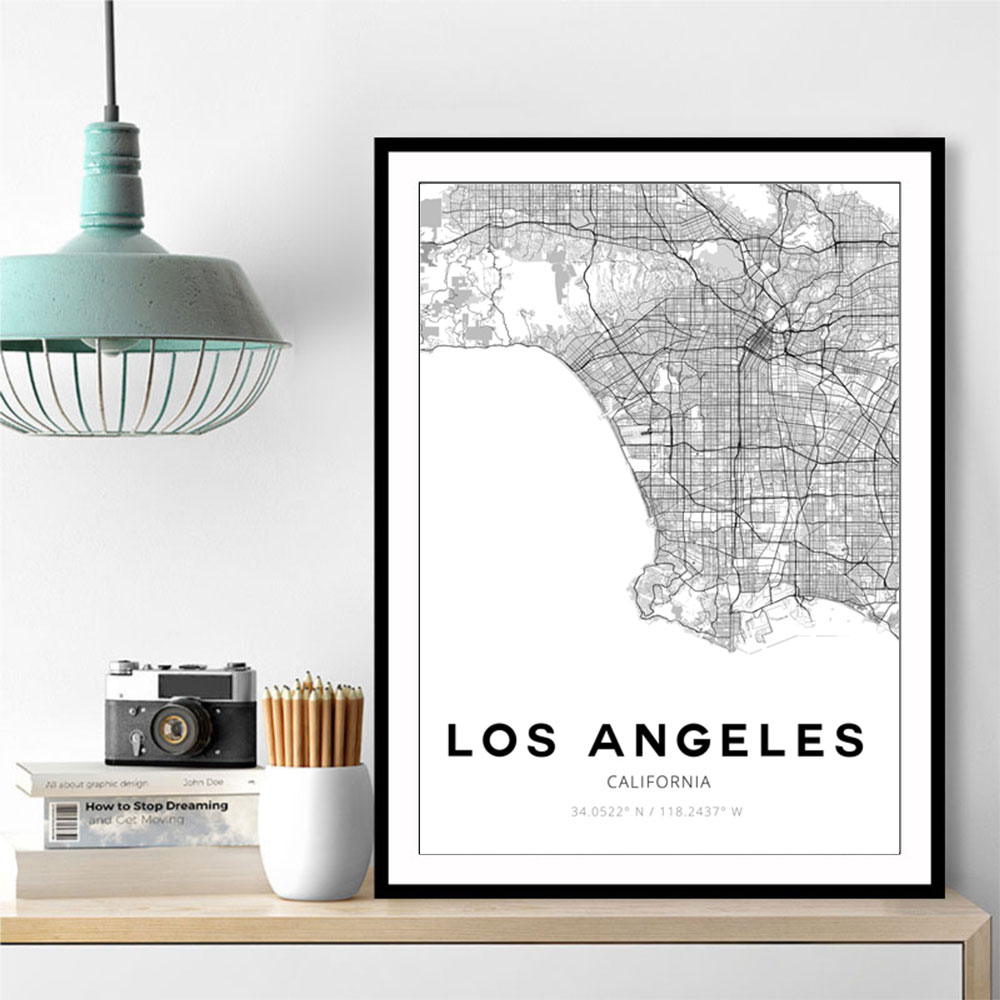 Los Angeles City Map Wall Art