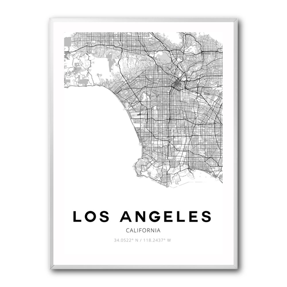 Los Angeles City Map Wall Art