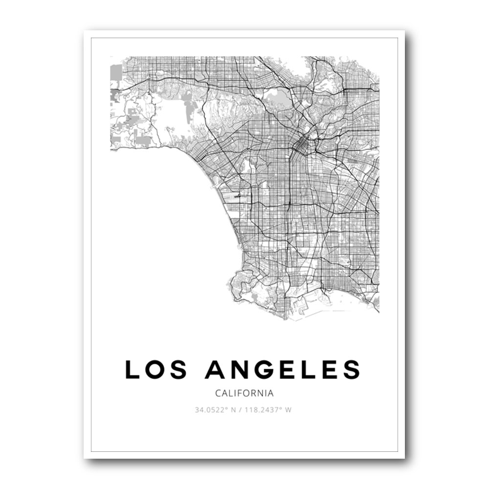 Los Angeles City Map Wall Art