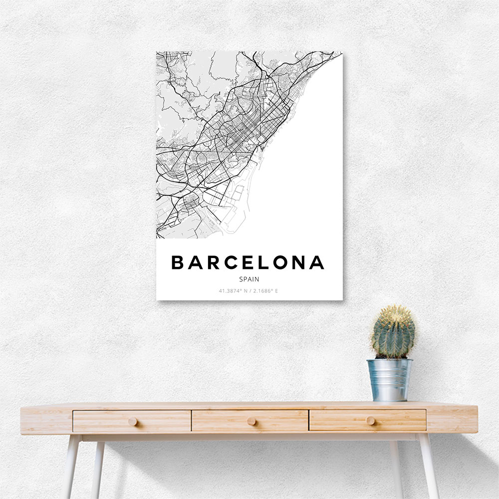 Barcelona City Map Wall Art