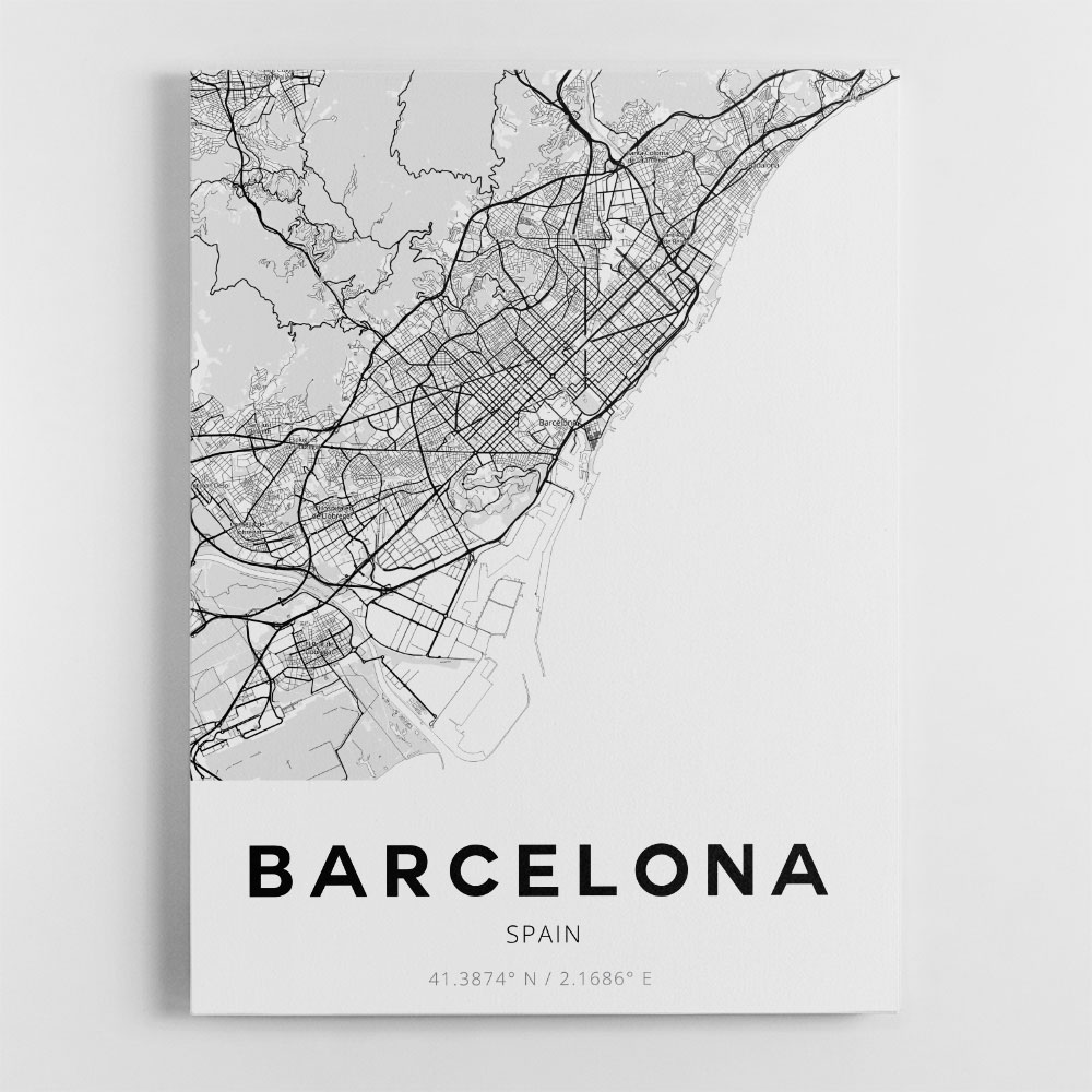 Barcelona City Map Wall Art