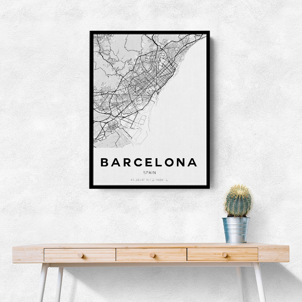 Barcelona City Map Wall Art