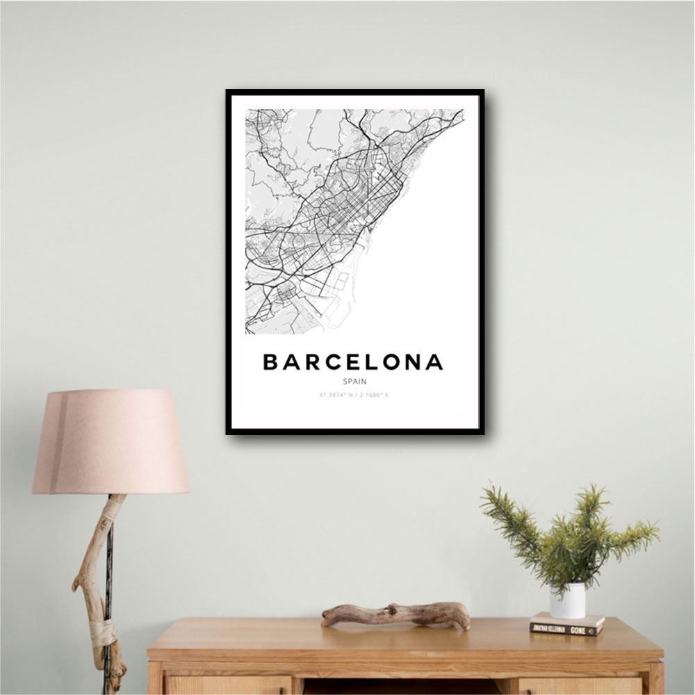 Barcelona City Map Wall Art