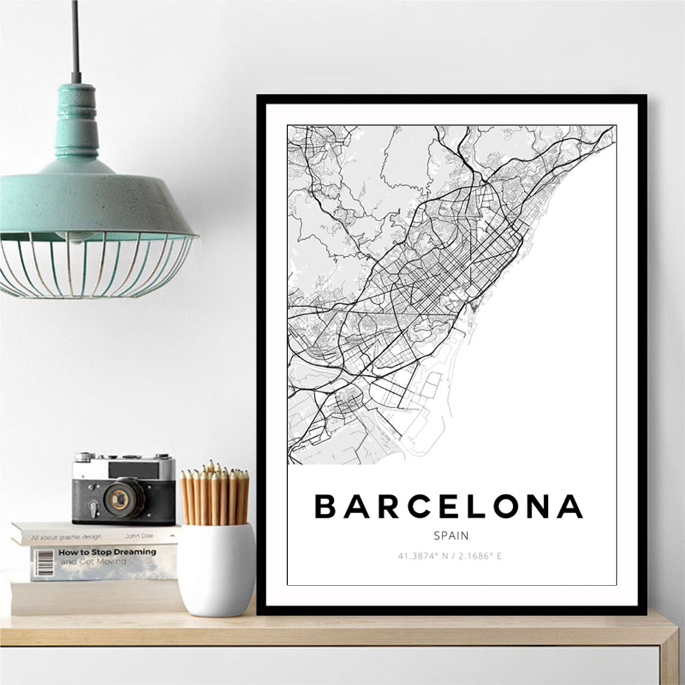 Barcelona City Map Wall Art