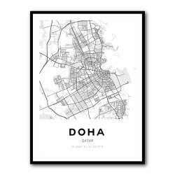 Doha City Map Wall Art