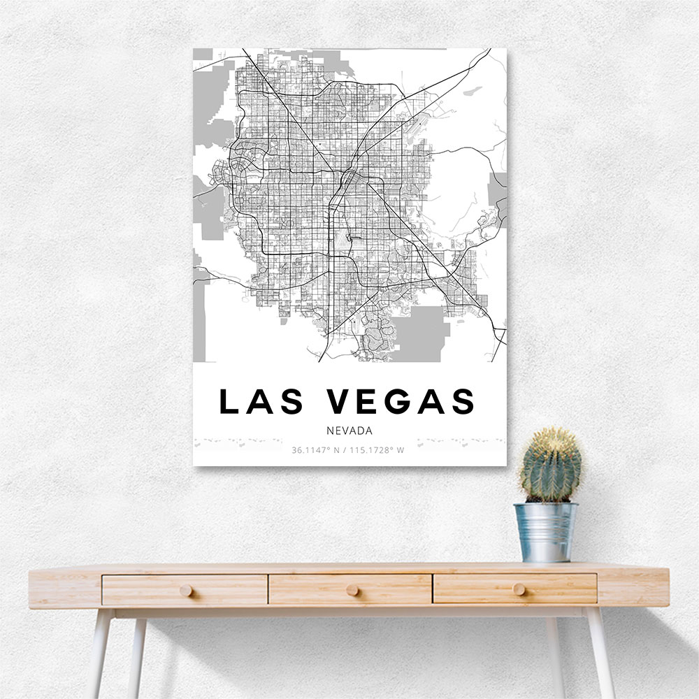 Las Vegas City Map Wall Art