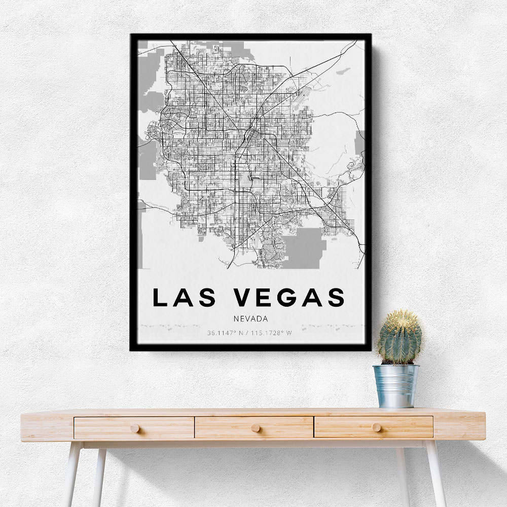 Las Vegas City Map Wall Art