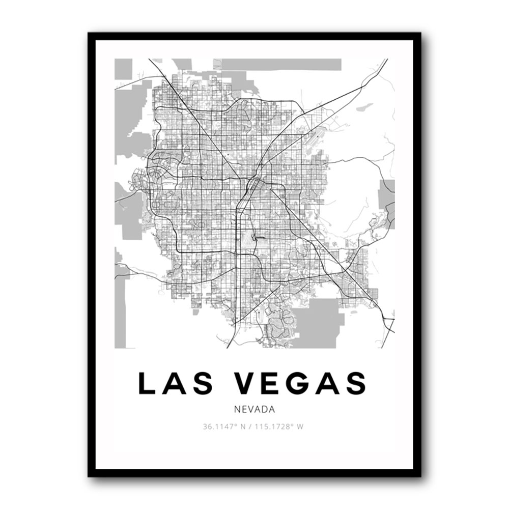 Las Vegas City Map Wall Art