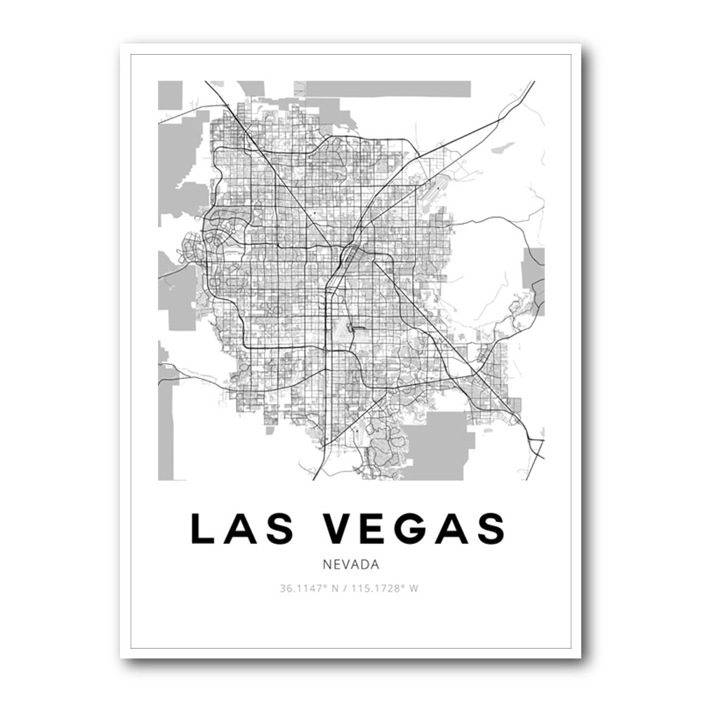 Las Vegas City Map Wall Art