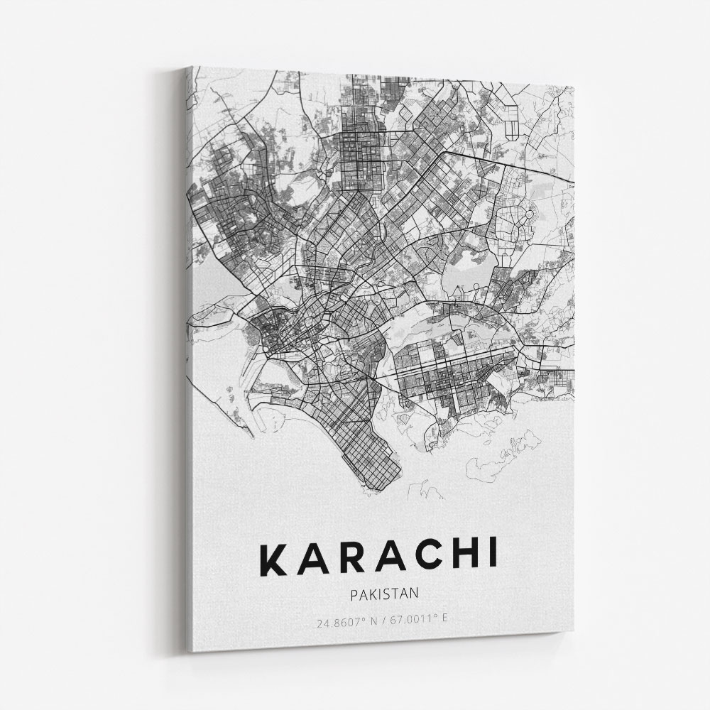 Karachi City Map Wall Art