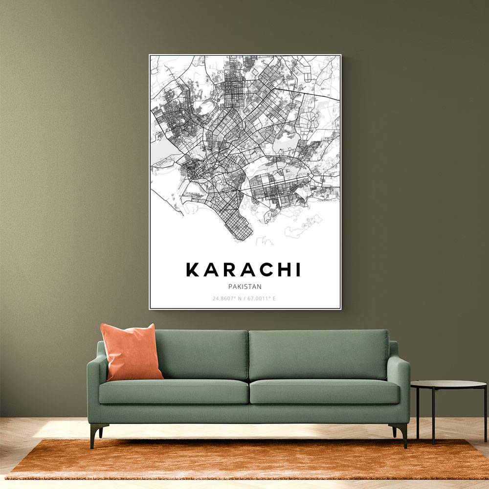 Karachi City Map Wall Art