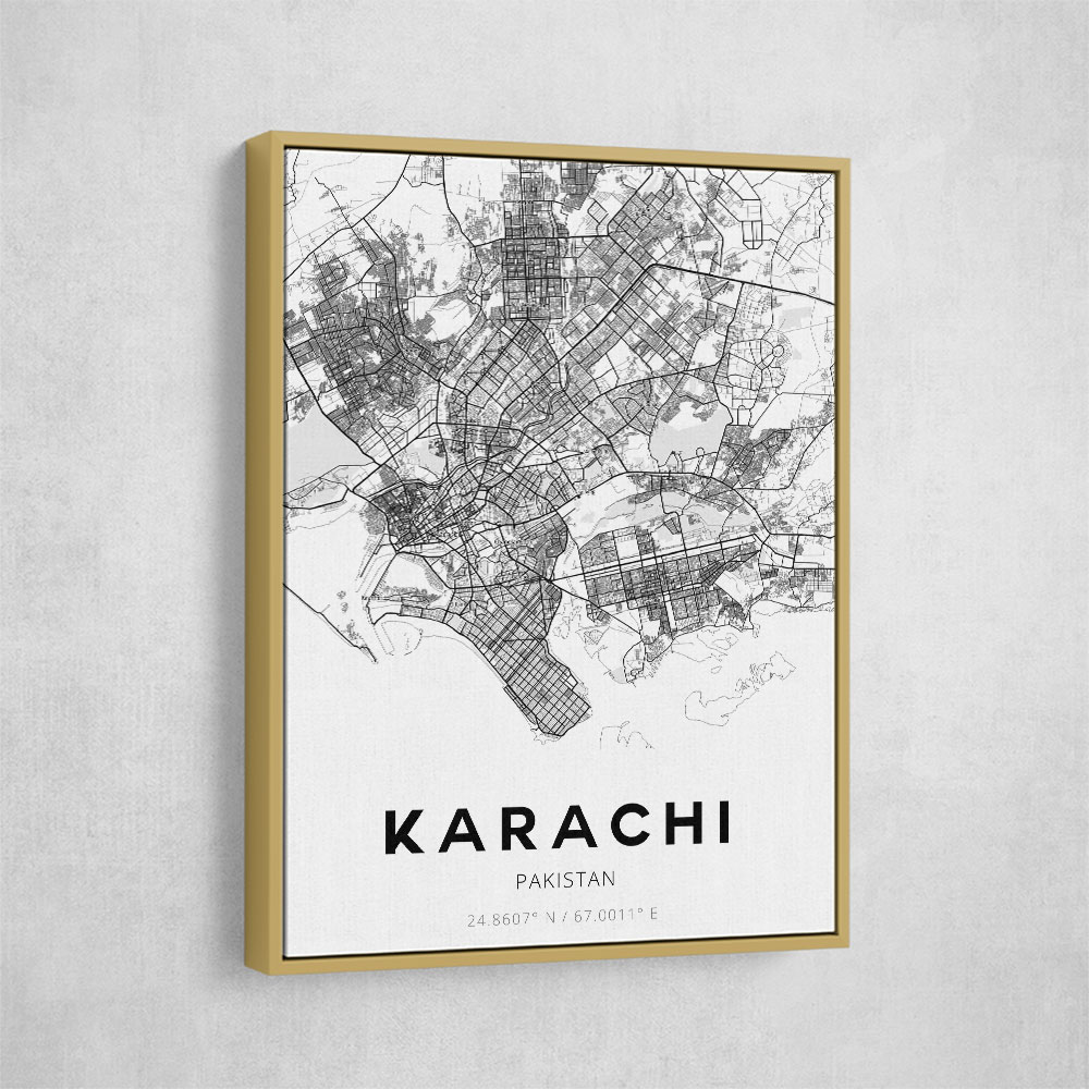 Karachi City Map Wall Art
