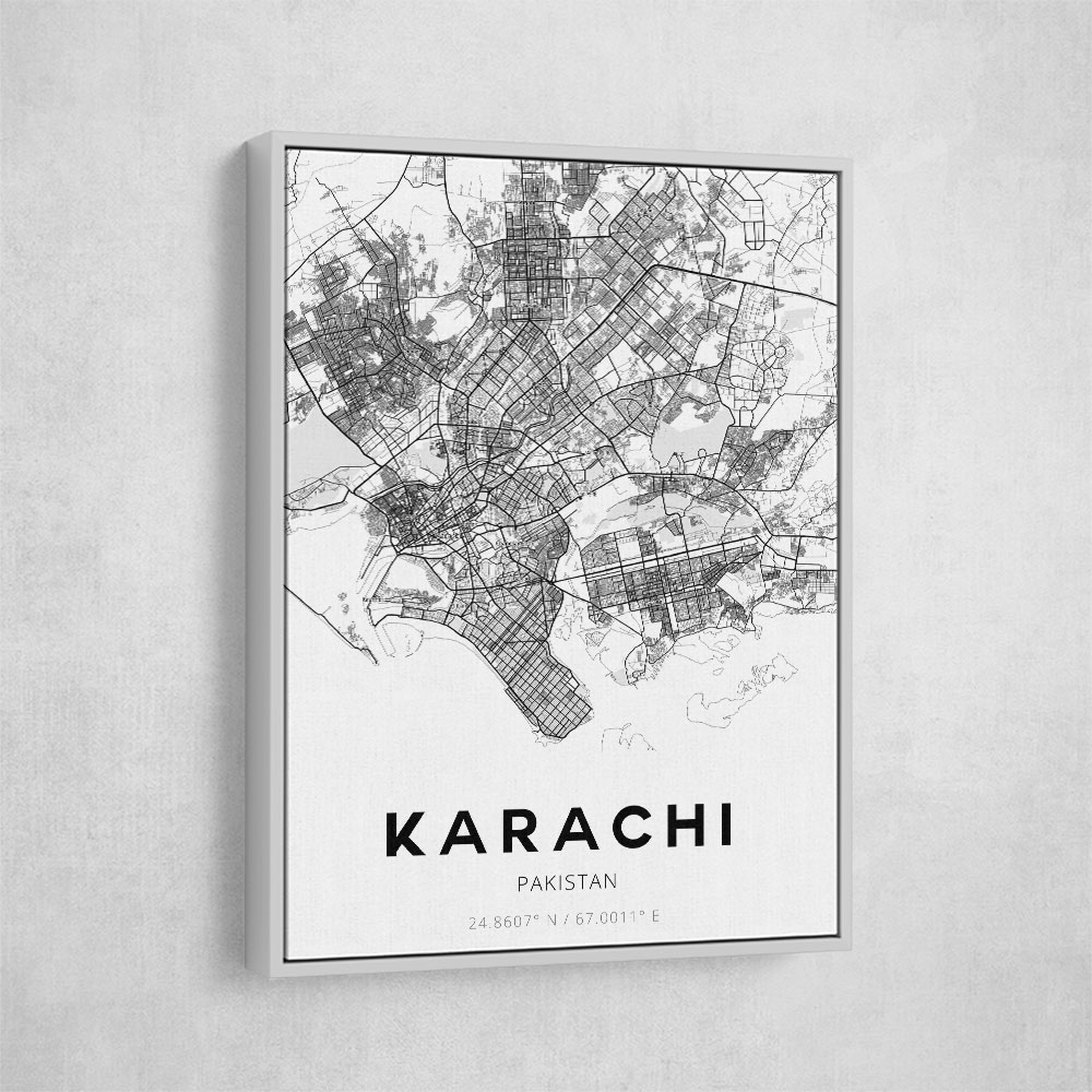 Karachi City Map Wall Art