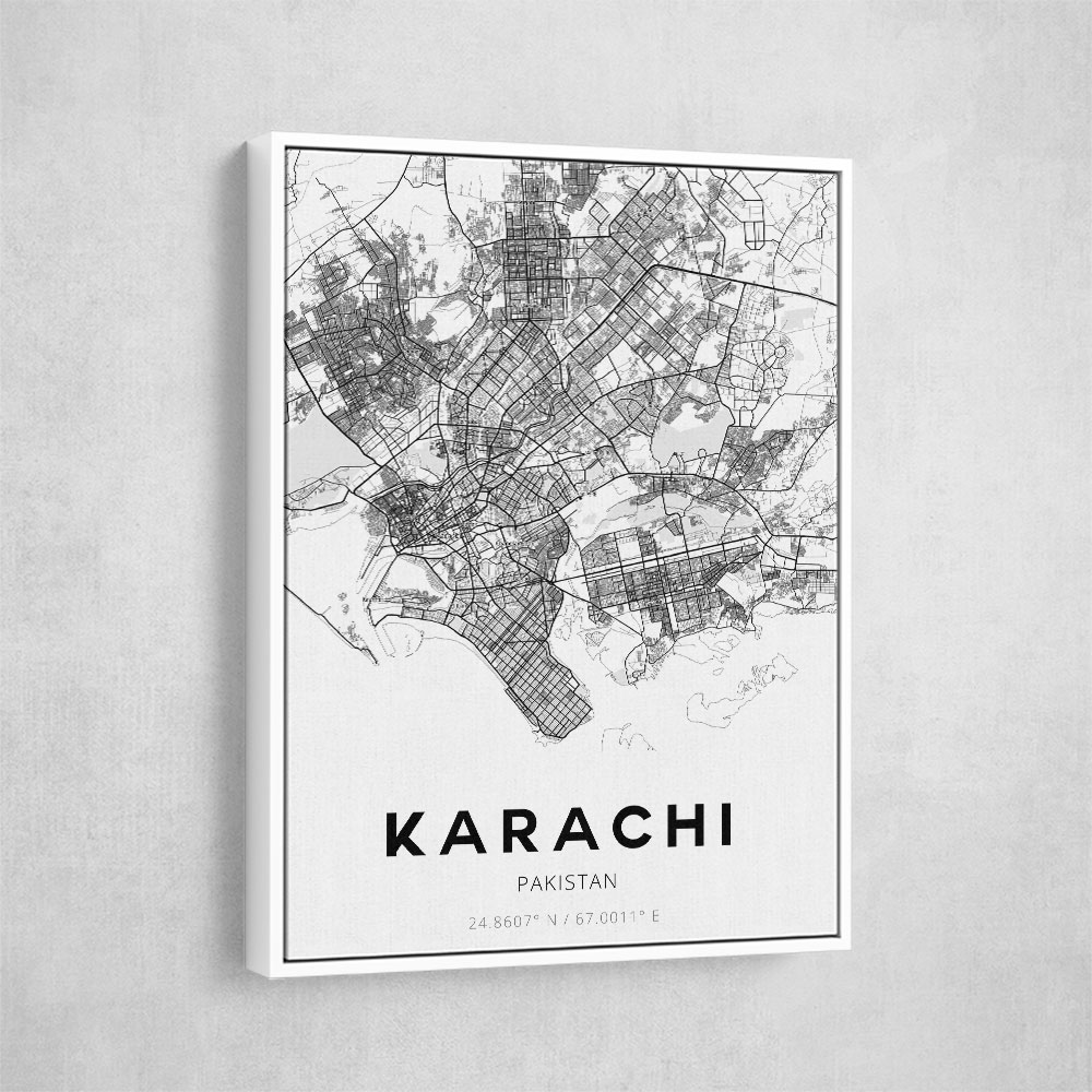 Karachi City Map Wall Art