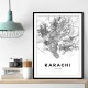 Karachi City Map Wall Art