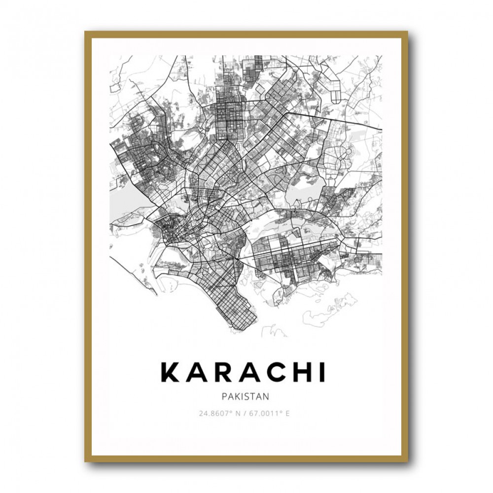 Karachi City Map Wall Art