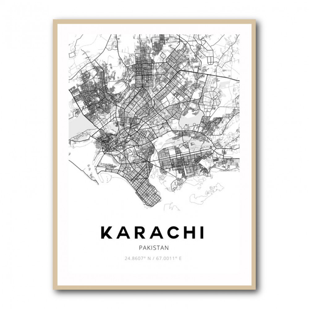 Karachi City Map Wall Art