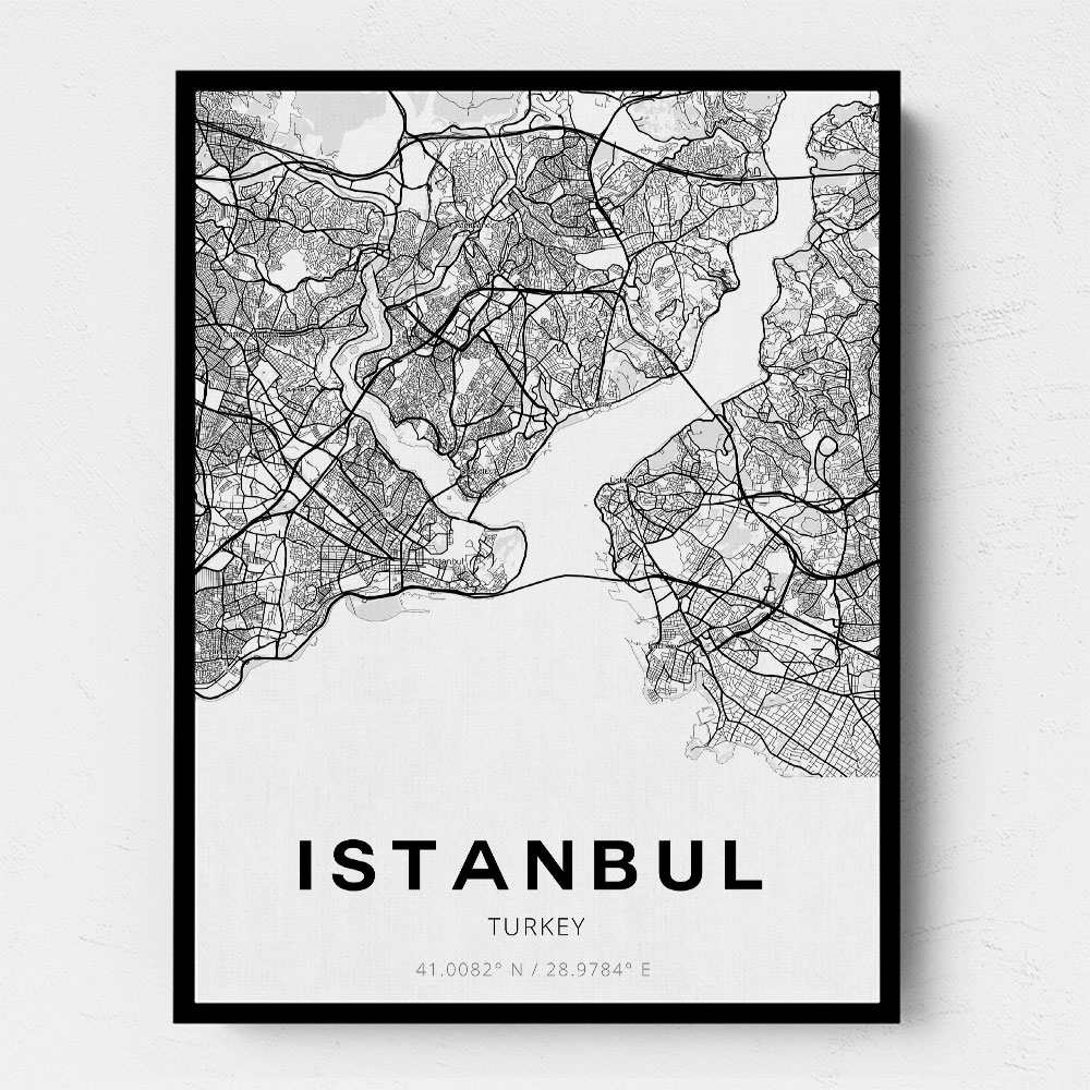 Istanbul City Map Wall Art