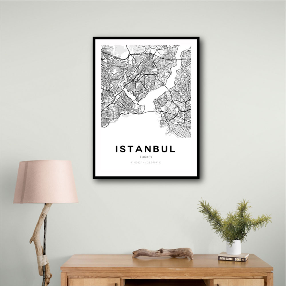 Istanbul City Map Wall Art